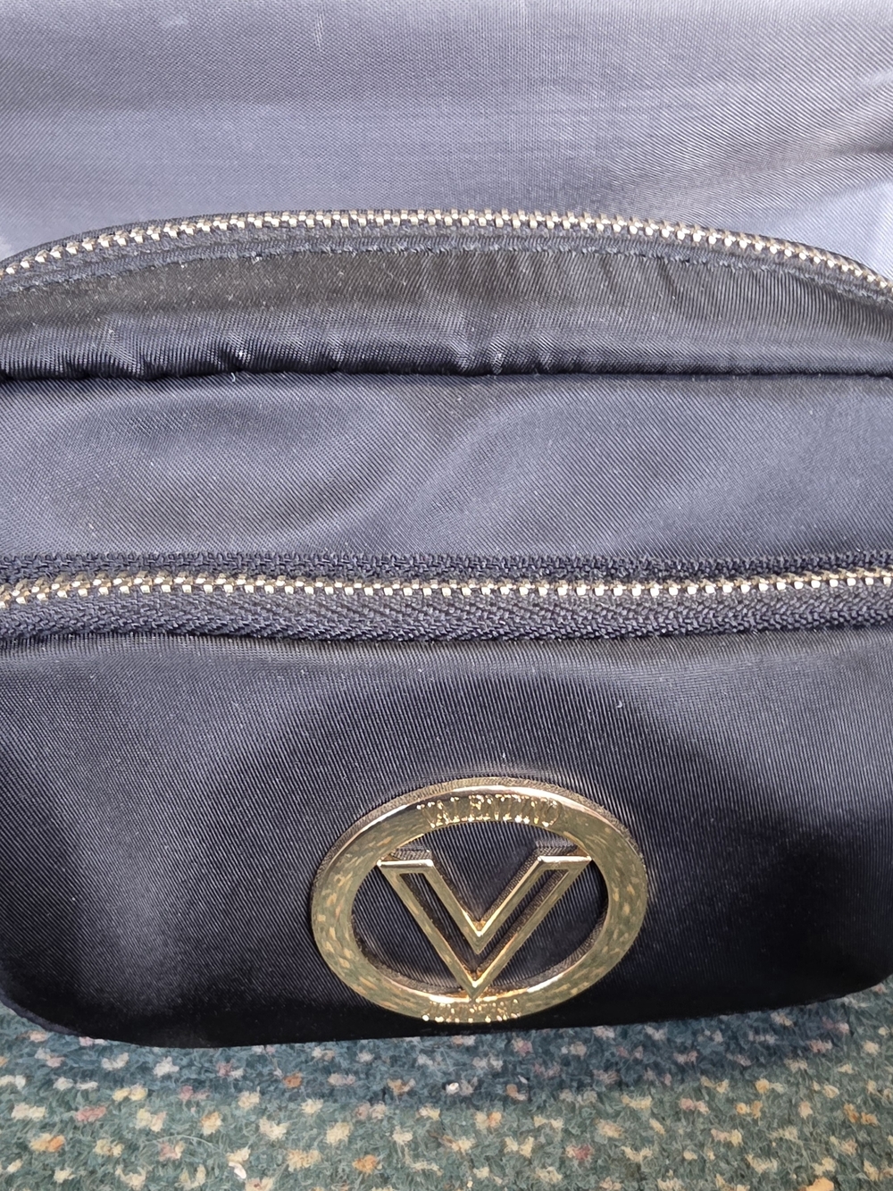 Valentino Black Tote with Gold Logo Accent